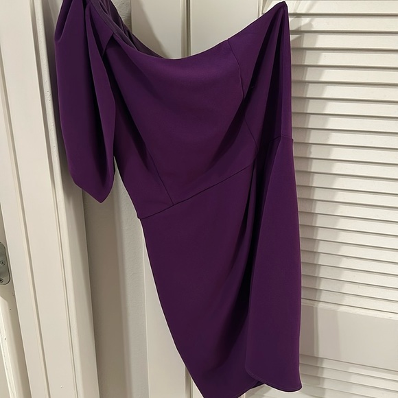 ONE SHOULDER PURPLE MINI DRESS - Picture 1 of 1